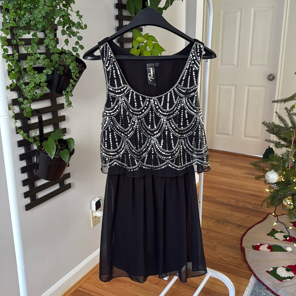 Black, Sequin, Flapper Dress